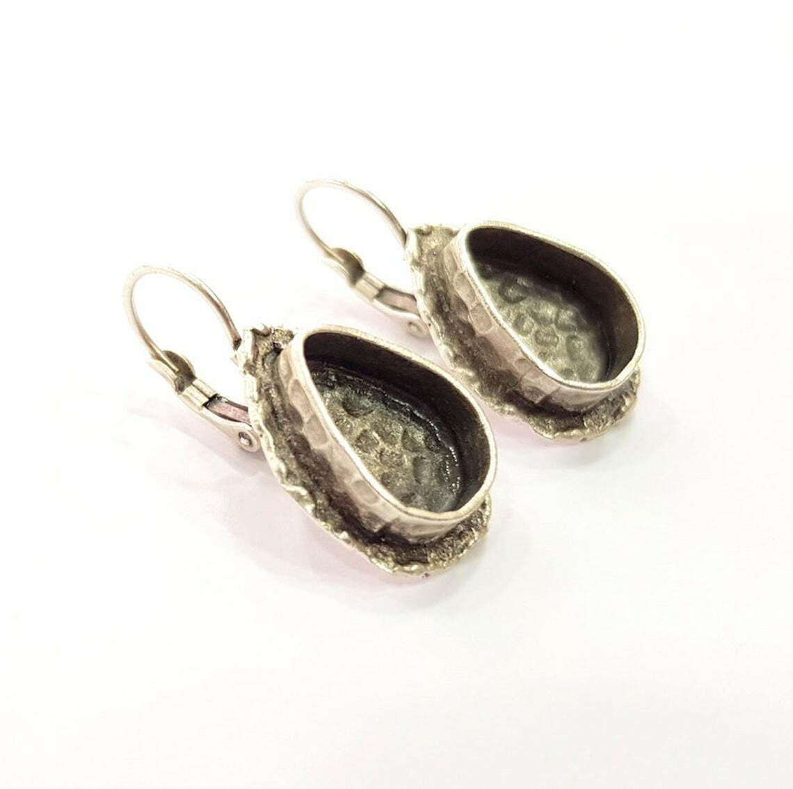 Earring Blank Base Settings Silver Resin Blank Brass(14x10mm blank) 1 Set G34464