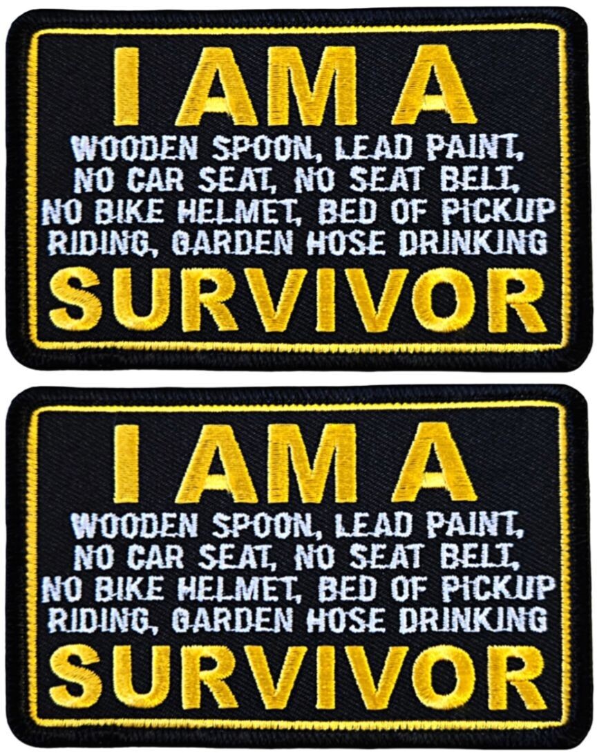 I Am A Survivor "Old School" Embroidered Patch | 2PC iron on or Sew on   4"x2.5"