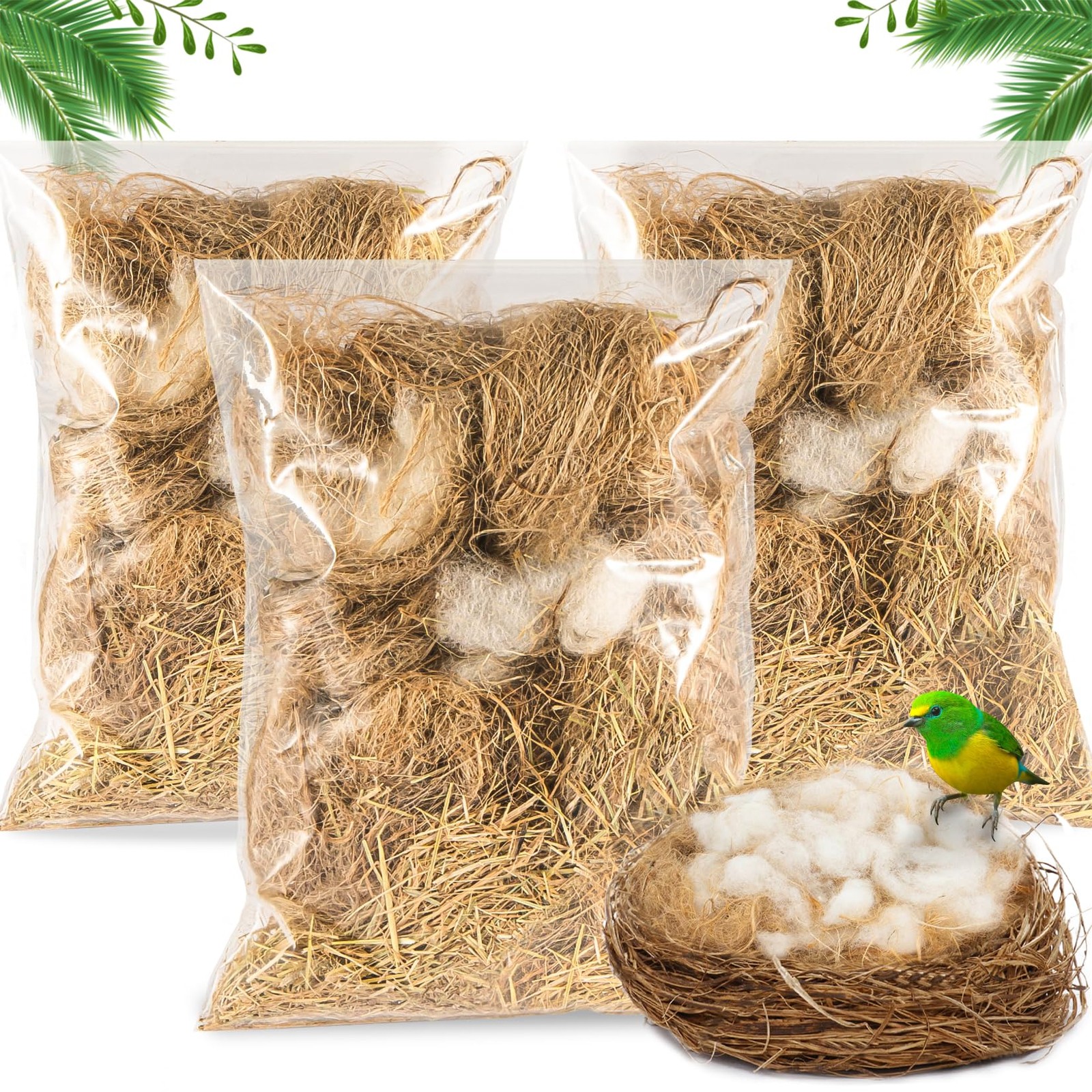 2 Pack Bird Nesting Material - Bird Nests Bedding Hummingbird Nesting Material M