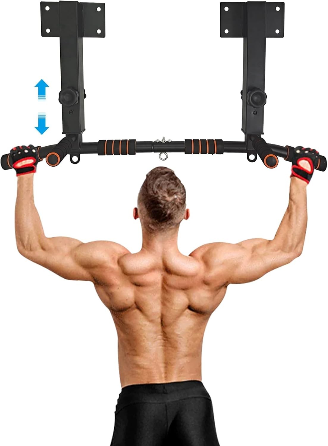 BESTHLS Wall Mounted Pull Up Bar and Dip Station, Heavy Duty Wall Mount Pull-up
