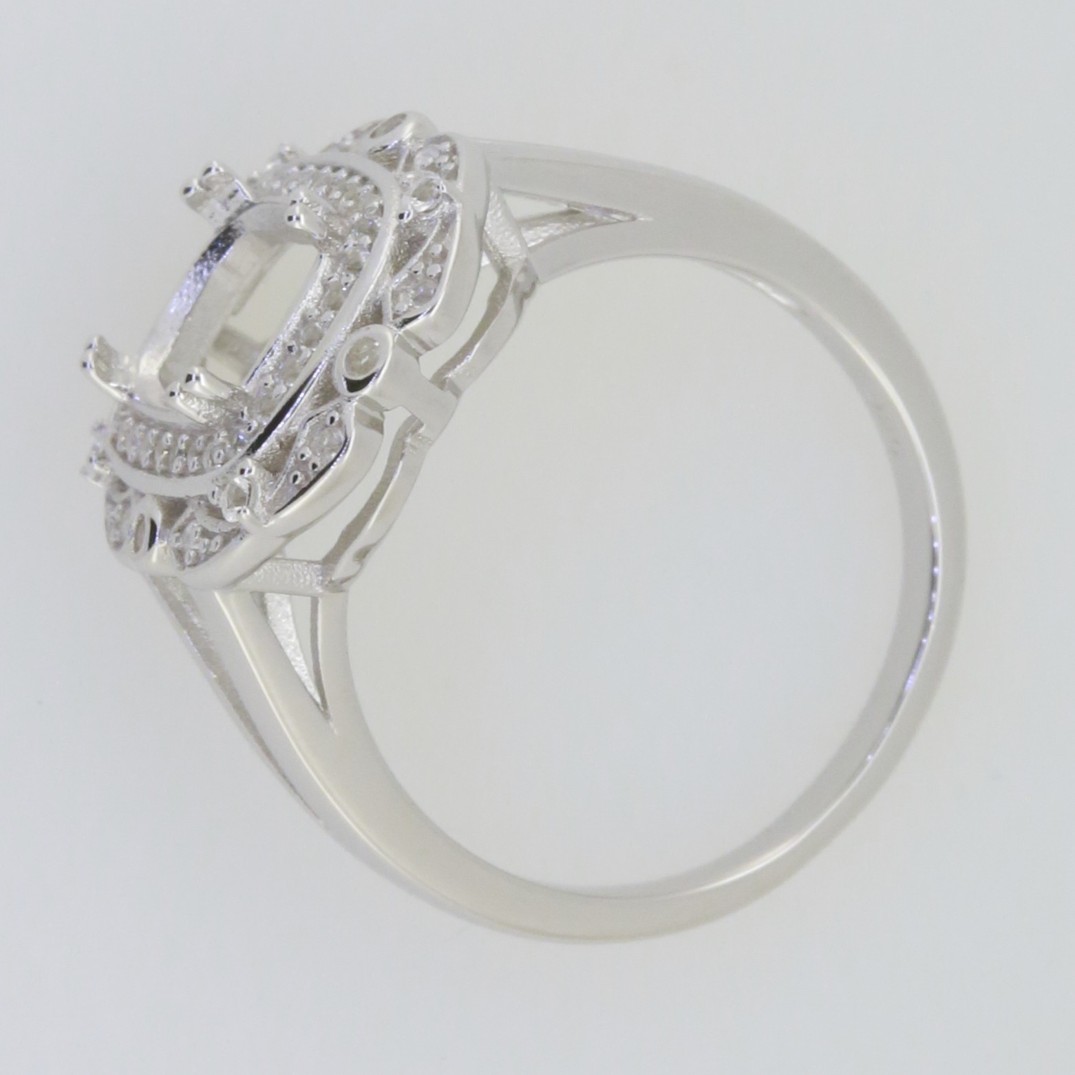 Sterling Silver Semi Mount Ring Setting Cushion CU 9x7mm