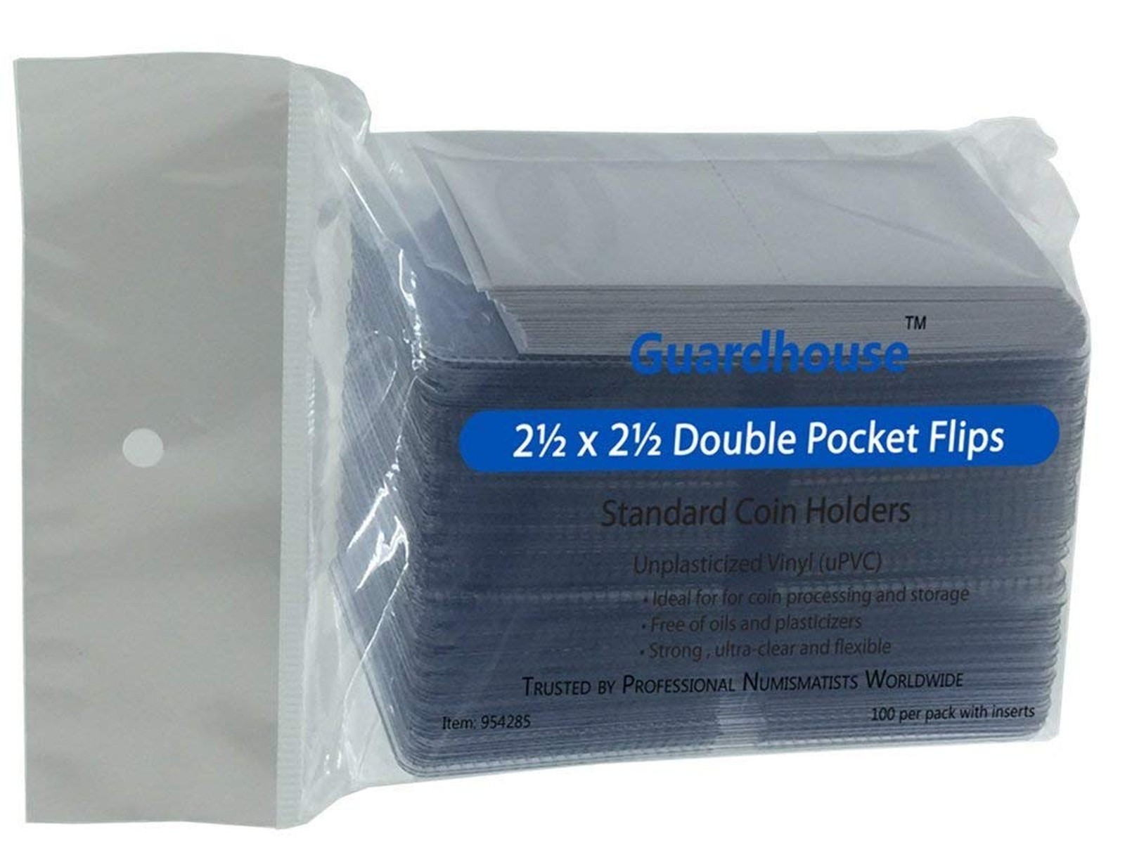 Guardhouse 2.5 x 2.5 Double-Pocket Unplasticized Coin Flips Pack of 100 with ...