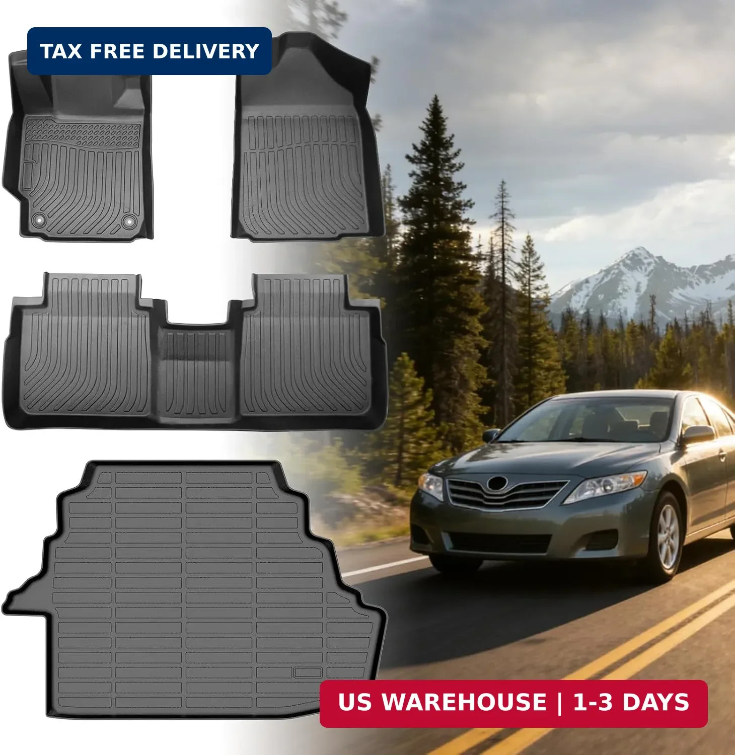 Floor Mats for Toyota Camry 2007-2011(ONLY Gas), NOT for Hybrid, Custom Fit Camr