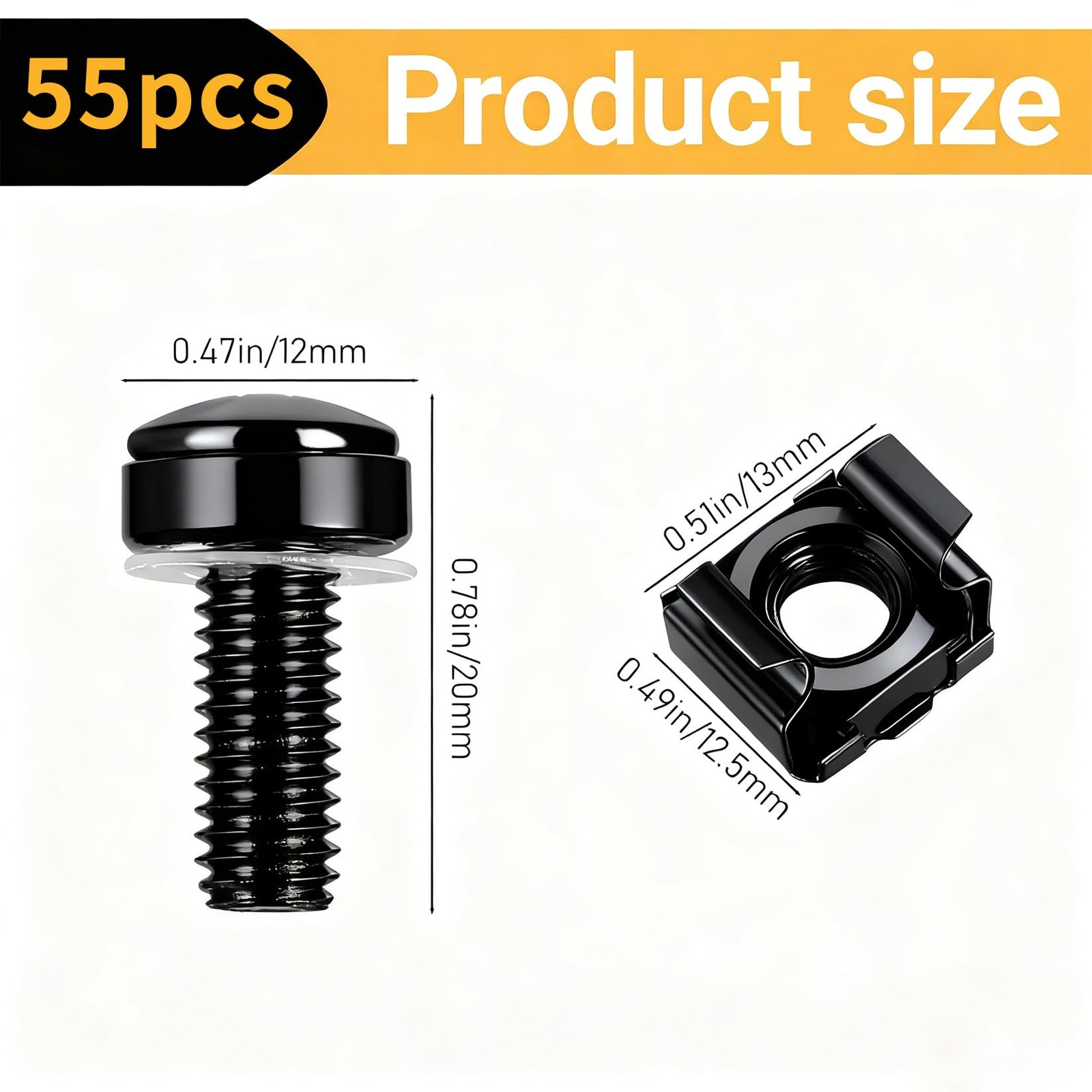 110 Pcs 55 Set Rack Mount Screws and Cage Nuts for Rack Mount Server Cabinet