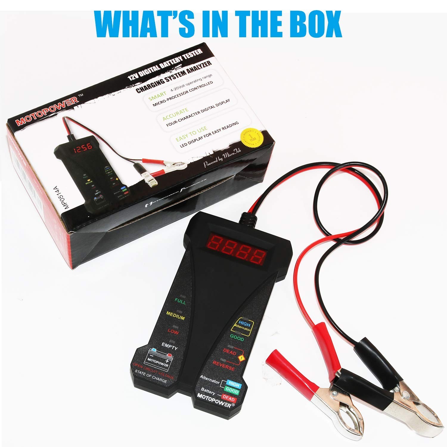 Versatile 12V Charging System Analyzer with LCD Display - Durable Rubber Finish