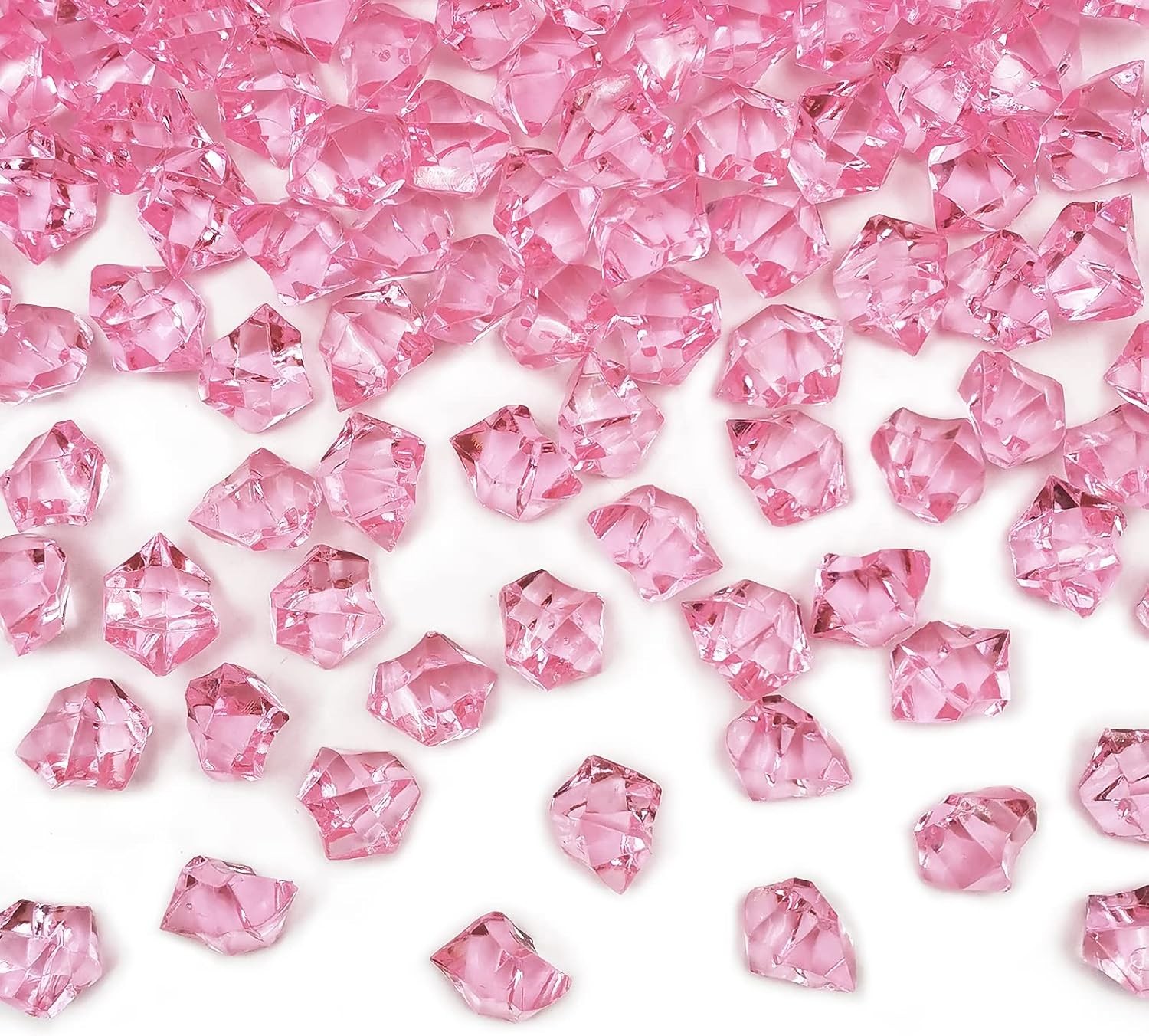 Fake Ice Rocks, 150 PCS Pink Acrylic Ice Rocks Pink Fake Crushed Ice Cubes