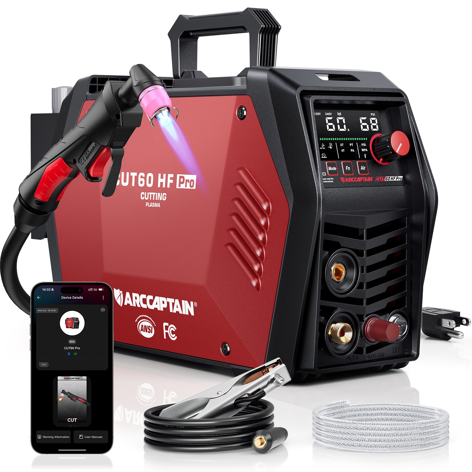 ARCCAPTAIN iControl CUT60 HF Pro Plasma Cutter 60A Pilot Arc 120/240V 15/16" Cut