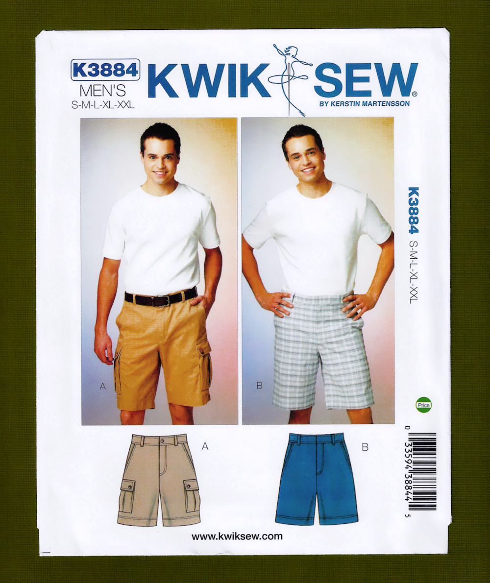 Men's Cargo Shorts & Walking Shorts Sewing Pattern (Sizes S-XXL) Kwik Sew 3884
