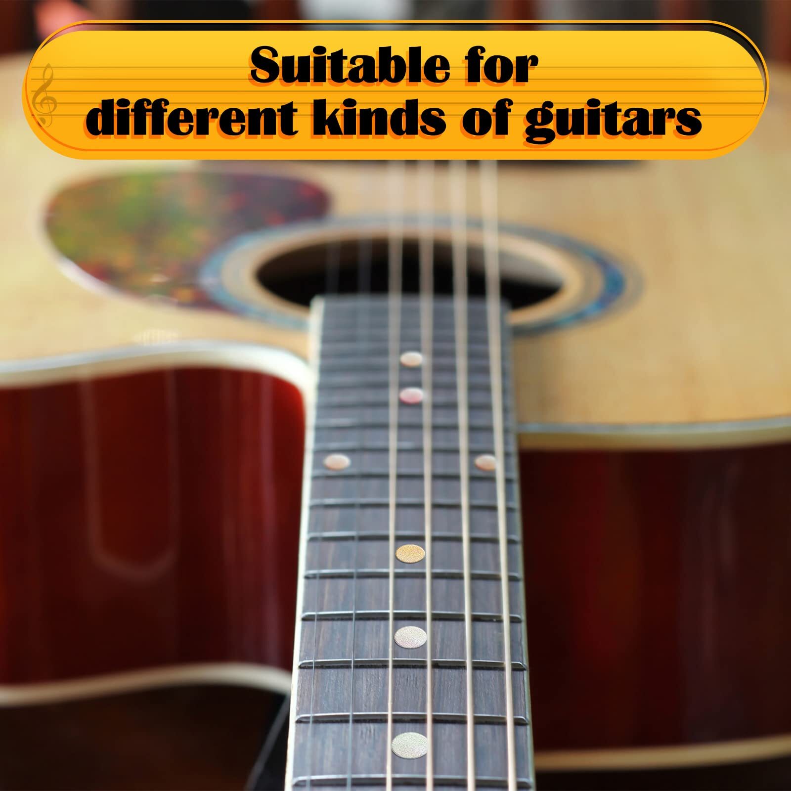 100 Pcs 5 Sheets Dot Fret Markers Guitar Fretboard Stickers Guitar Neck Decal