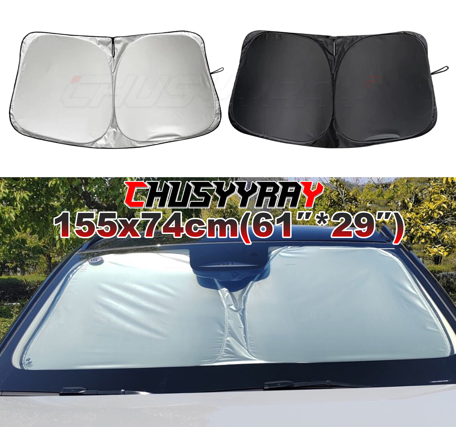 For Chevy Silverado Foldable Sun Visor Shade Windshield Window Cover UV Block 1