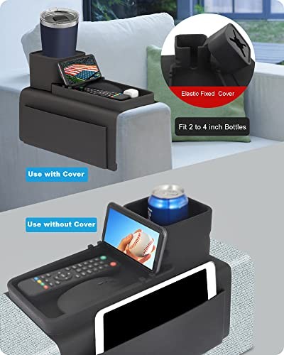 Silicone Couch Cup Holder, Anti-Spill Anti-Slip Sofa Armrest Tray BPA Black#