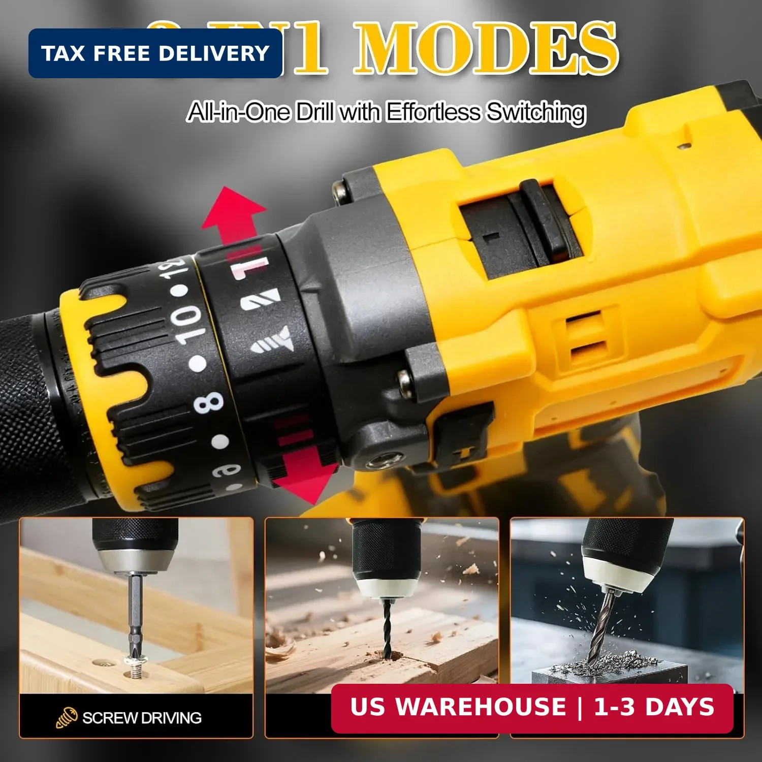 Cordless Brushless Hammer Drill, Compatible with DeWalt 20V Max Lithium Battery