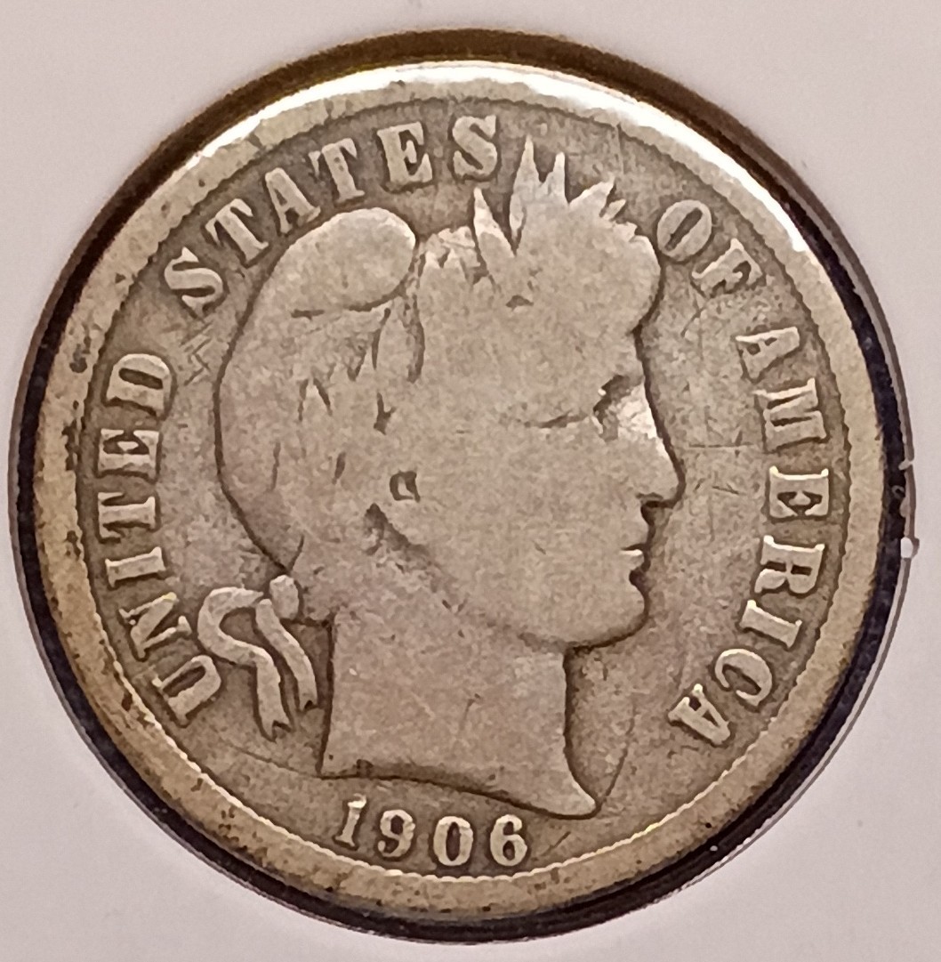 1906-D BARBER DIME -- nice Good (G)