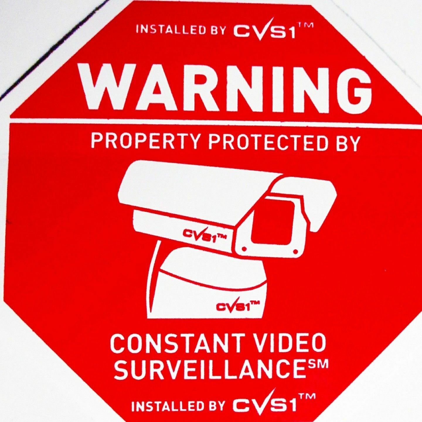 7 Security Camera CCTV STATIC CLING Decals & 2 Alarm System Sticker See Store