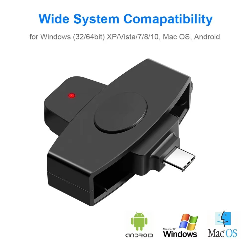 1PC Portable EMV Card Reader Adapter Bank Card External Reader Windows Mac