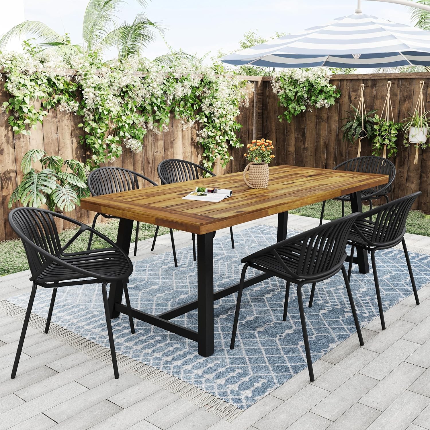 Set of 2 Tita Modern Patio Outdoor Dining Chairs Stacking Chair Outside Dinner