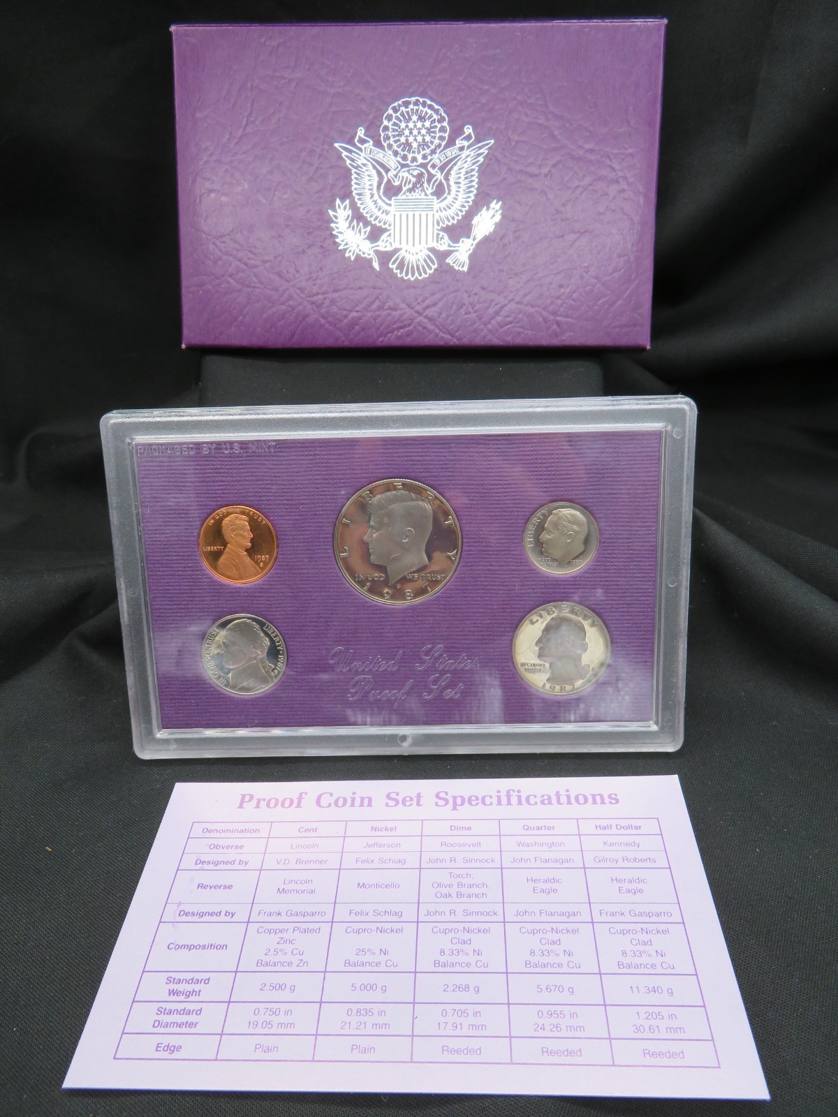 1987-S US Proof Mint Set 5 Coins OGP