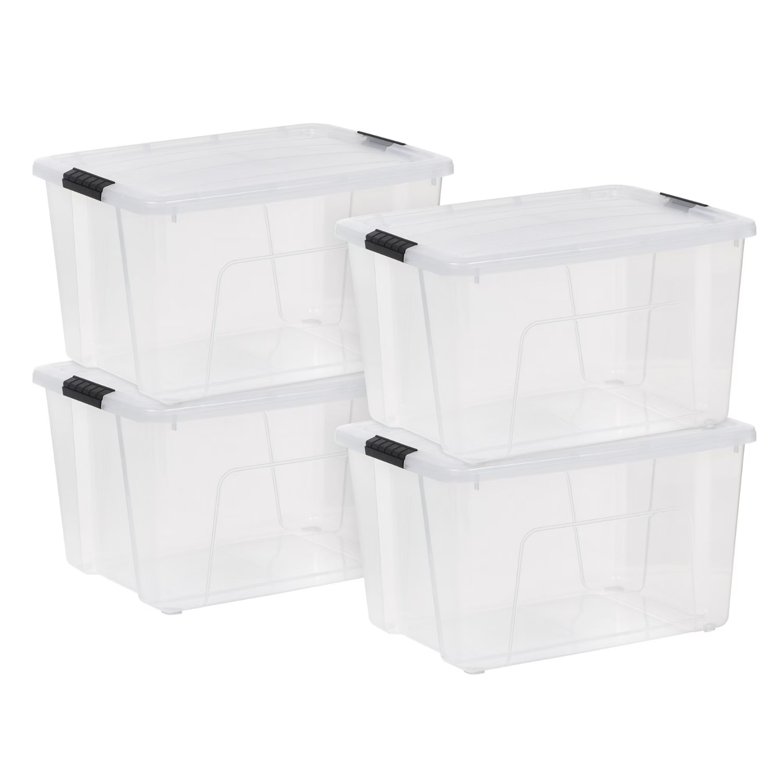 60QT Plastic Storage Bins w/ Lids Stackable Storage Totes (4-Pack)