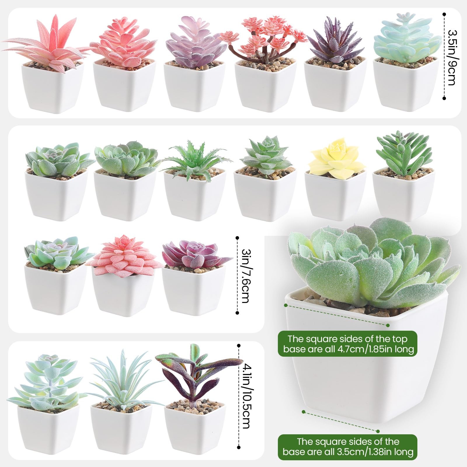 Glitinsel 36 Pcs Mini Artificial Succulent Plants Potted Assorted