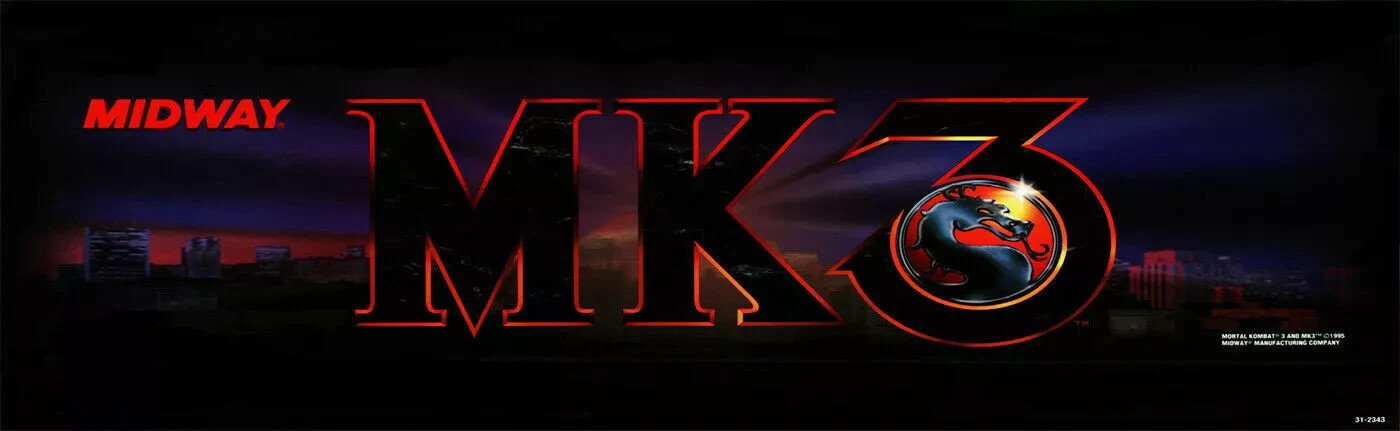 Mortal Kombat 3 Arcade Marquee/Sign (Arcade1Up 17.75" x 5")