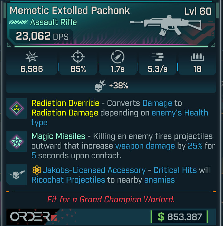 Borderlands 4⭐PACHONK AR⭐RADIATION OVERRIDE⭐JAKOBS