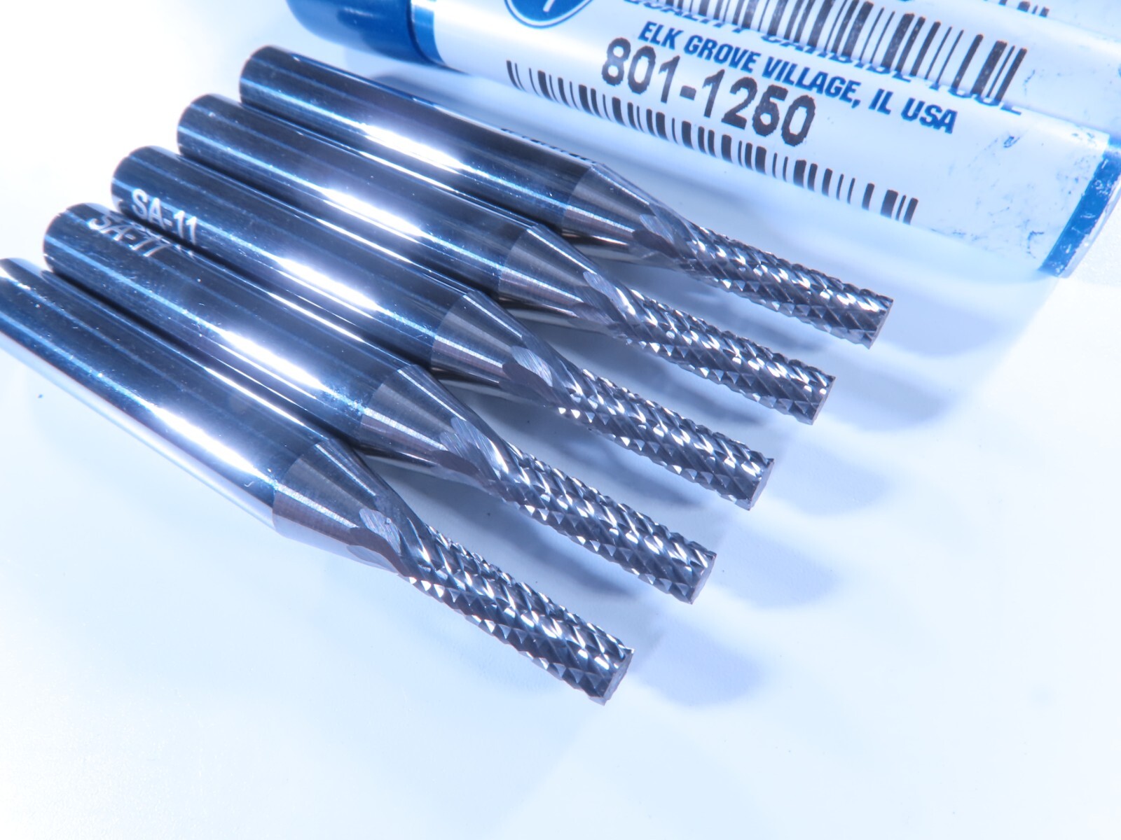 NEW LOT ( 5 PCS )  USA SOLID CARBIDE 1/8" END MILL FIBERGLASS ROUTER BUR BITS