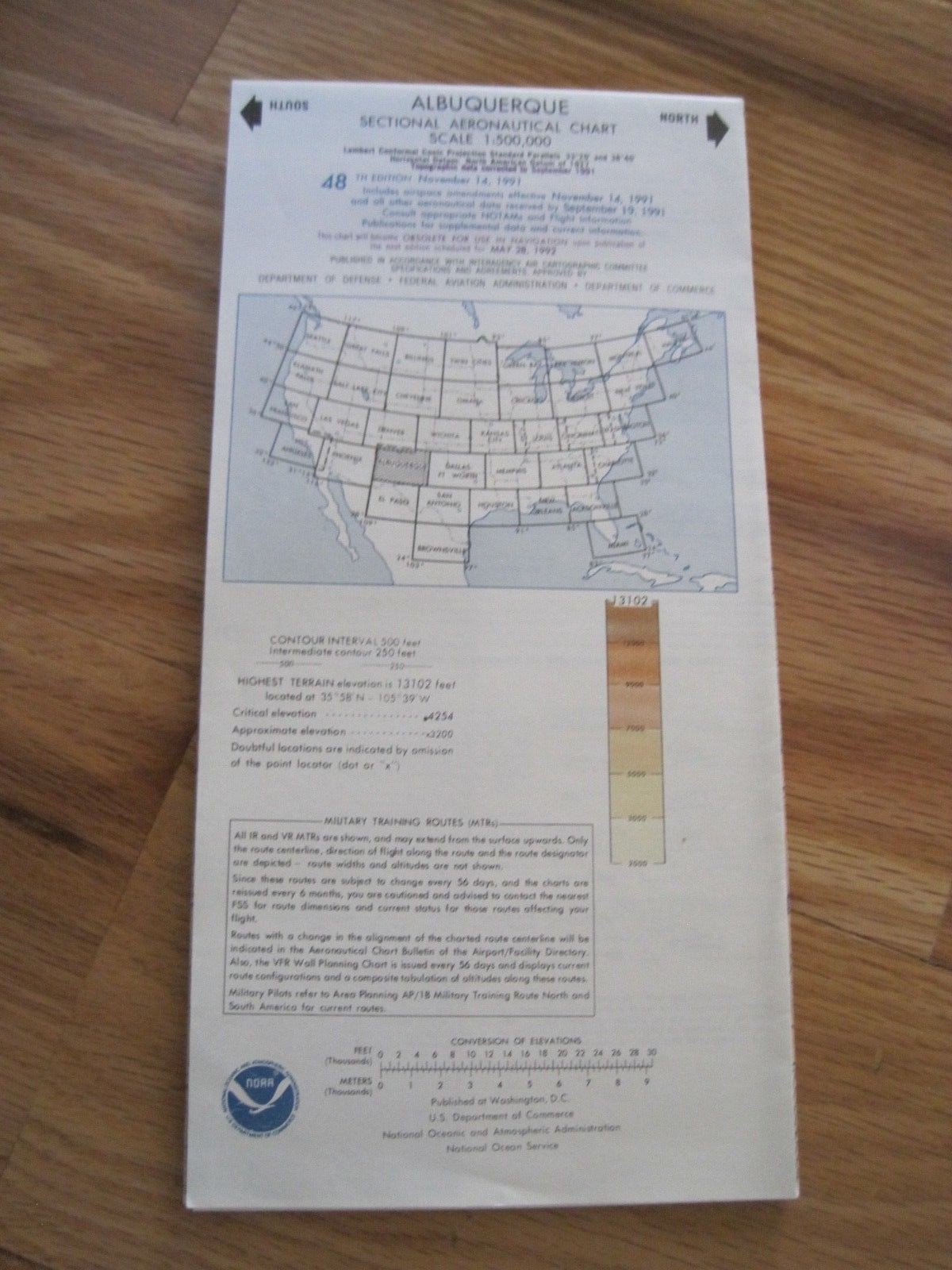 Aeronautical Chart Albuquerque 1991 Vintage