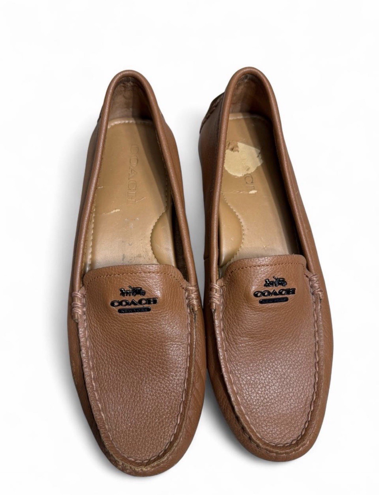 Coach Mary Lock Up Leather Driving Loafers Brown Slip On Women’s 8.5