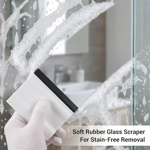 Amabro 3Pcs Mini Rubber Squeegee 3 Inch Small Handheld Window Scraper for Car