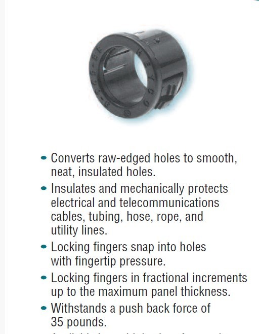 QTY15  3/4" SB.750-10 HOLE x .609 5/8" ID HEYCO 2096 SNAP BUSHING .125 PANEL MAX
