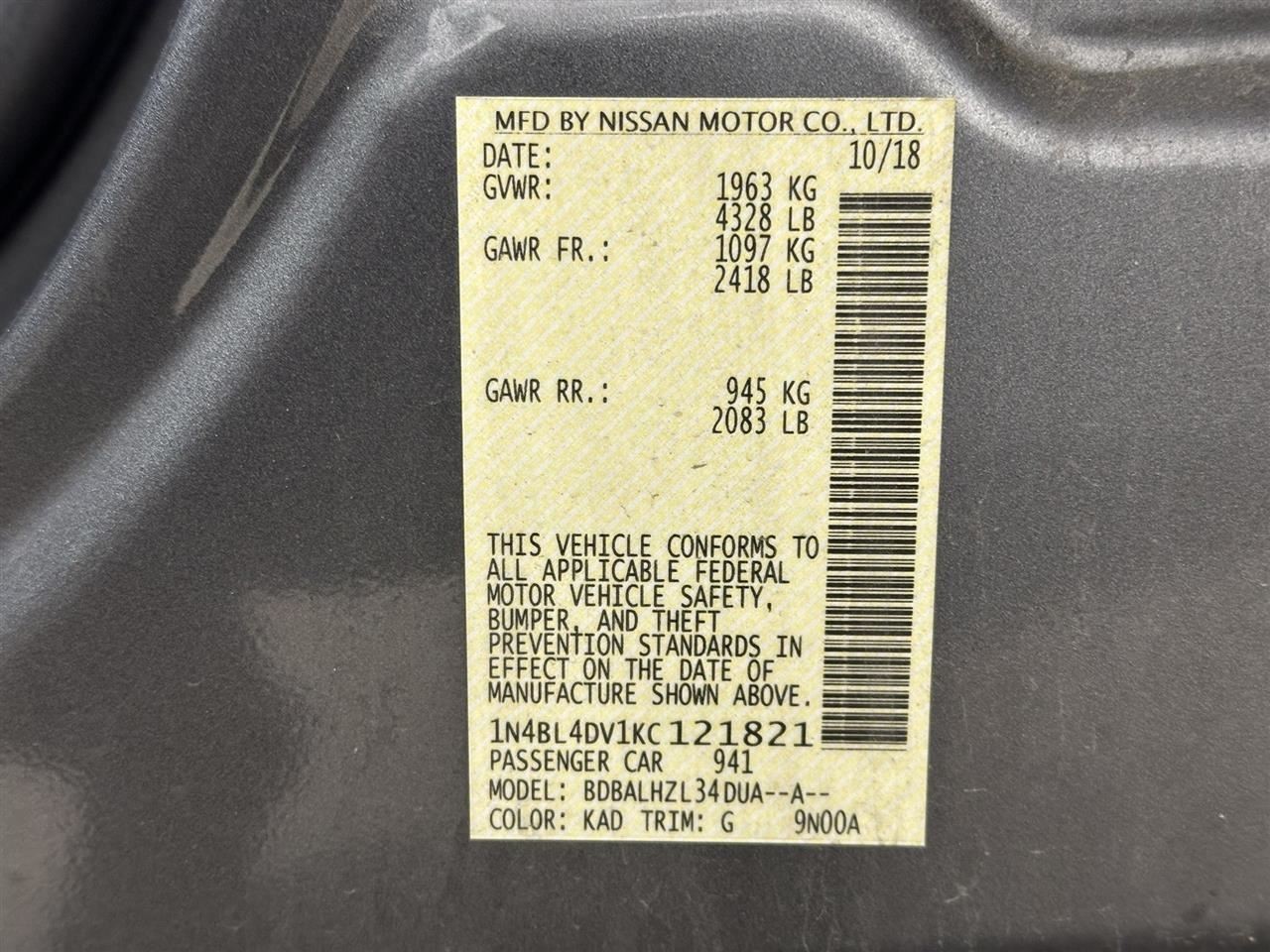 Camera/Projector Rear View Camera Gate Mounted Fits 19-25 ALTIMA 2840062