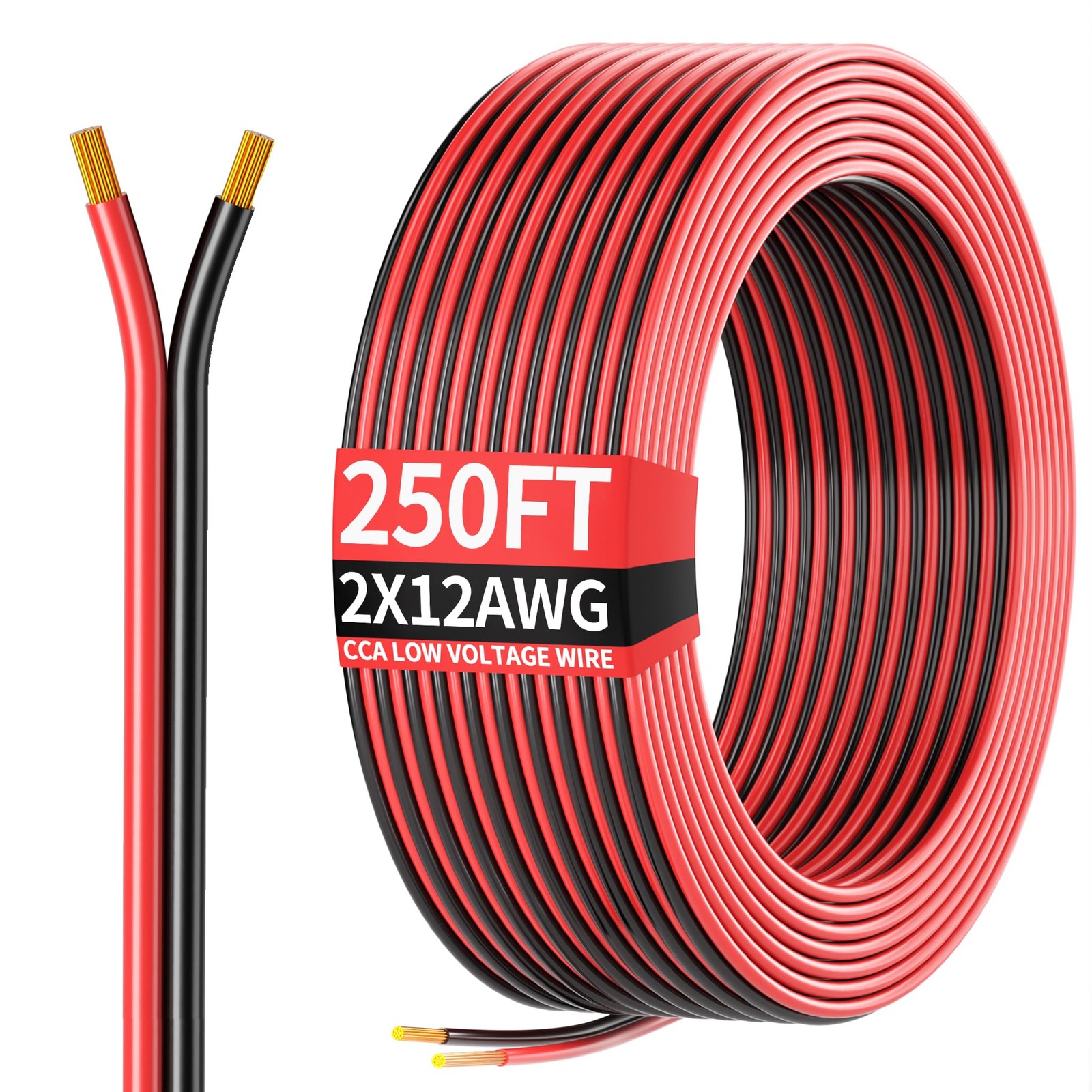 250FT 12AWG, 12/2 AWG Red Black Hookup Electrical Wire 250FT, and