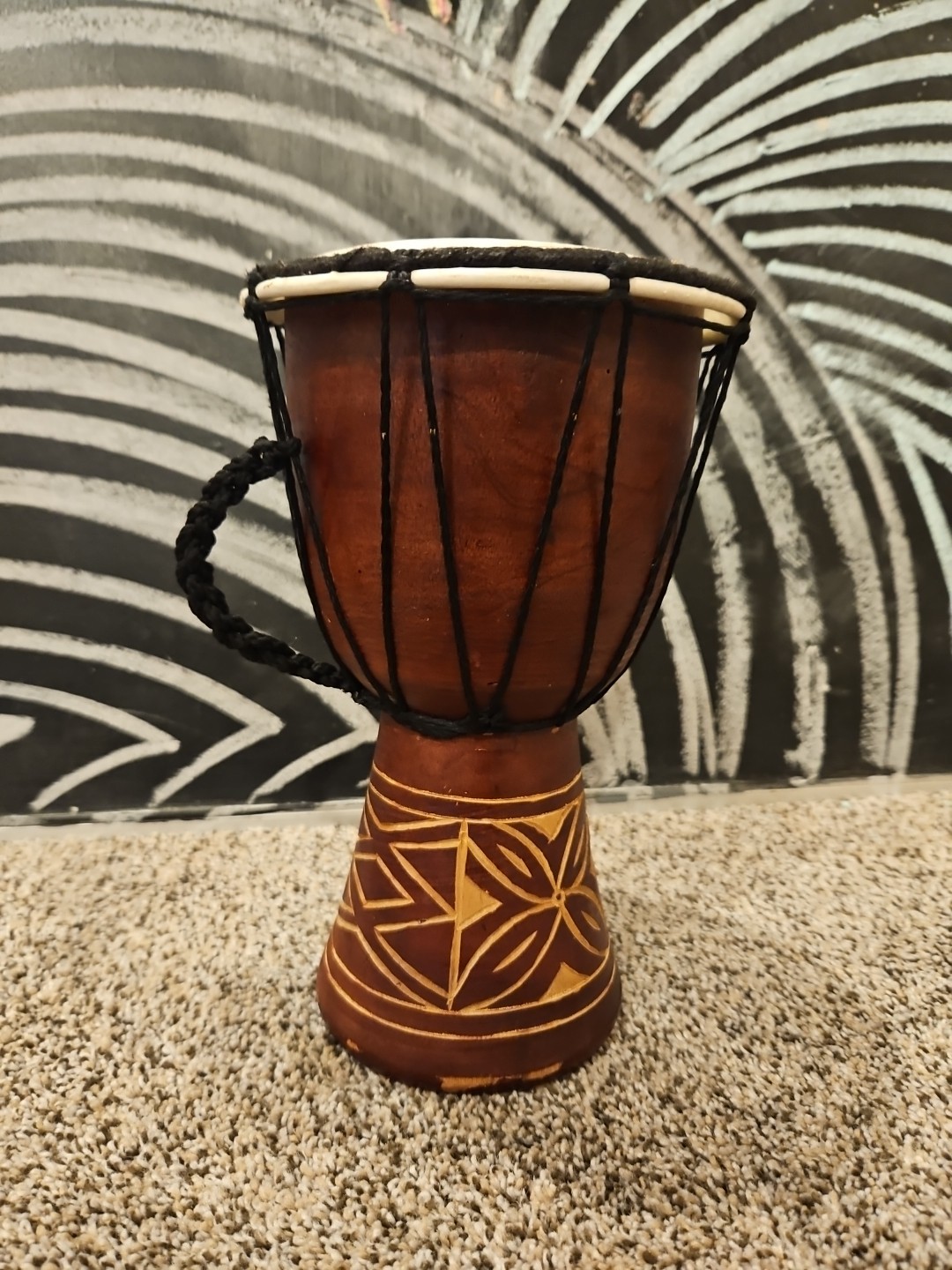 Djembe Drum Vintage Wood Carved Handmade West Africa Rare Authentic Memorabilia