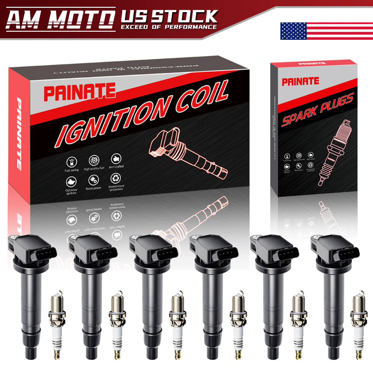 6X OEM Ignition Coils + Iridium Spark Plugs For Toyota Tacoma 4Runner 4.0L UF495