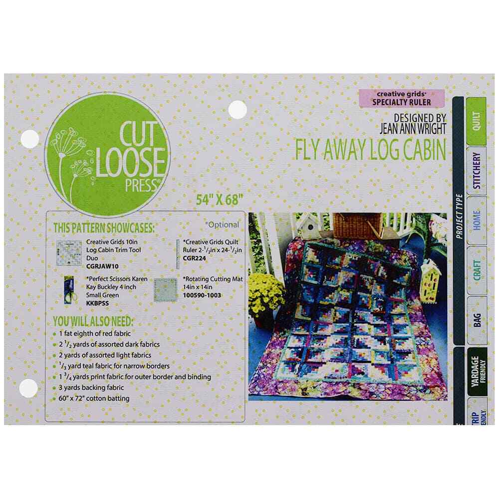 Cut Loose Press Fly Away Log Cabin Quilt Pattern