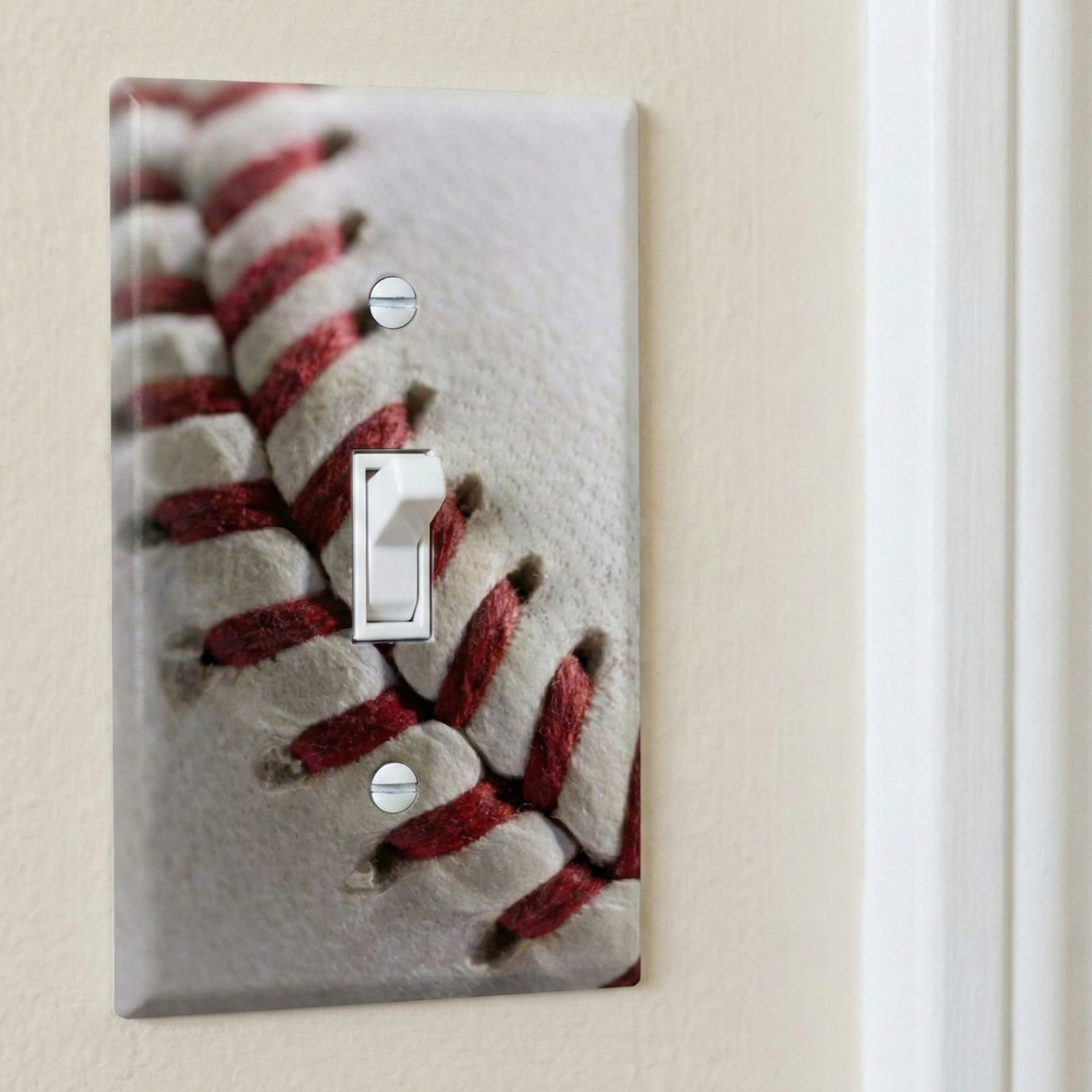 Baseball Stitch Single 1 Light Switch Wall Plate Cover Switchplate Seam NEW