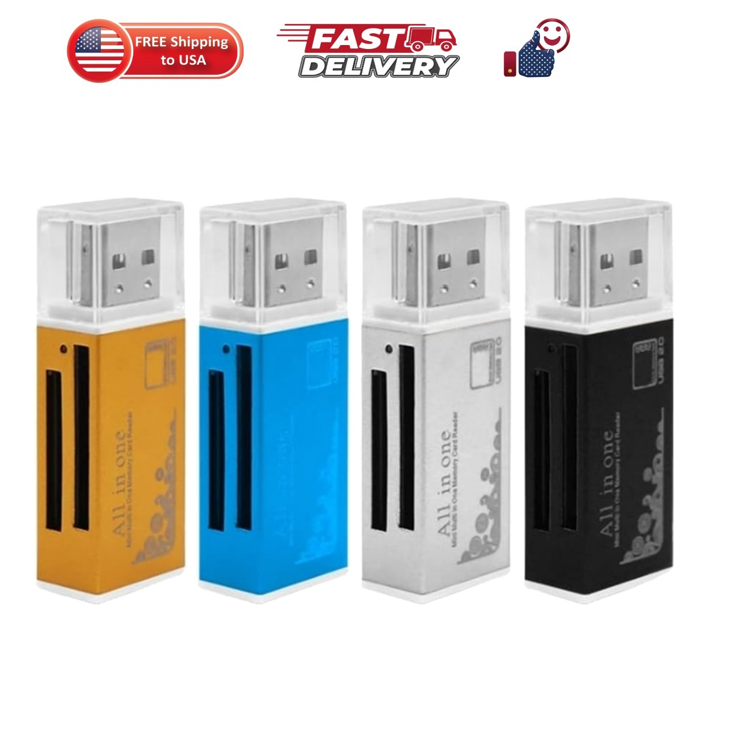 4 Pack SD Card Reader All in One Memory Card Reader Memory Stick pro Duo Adap...