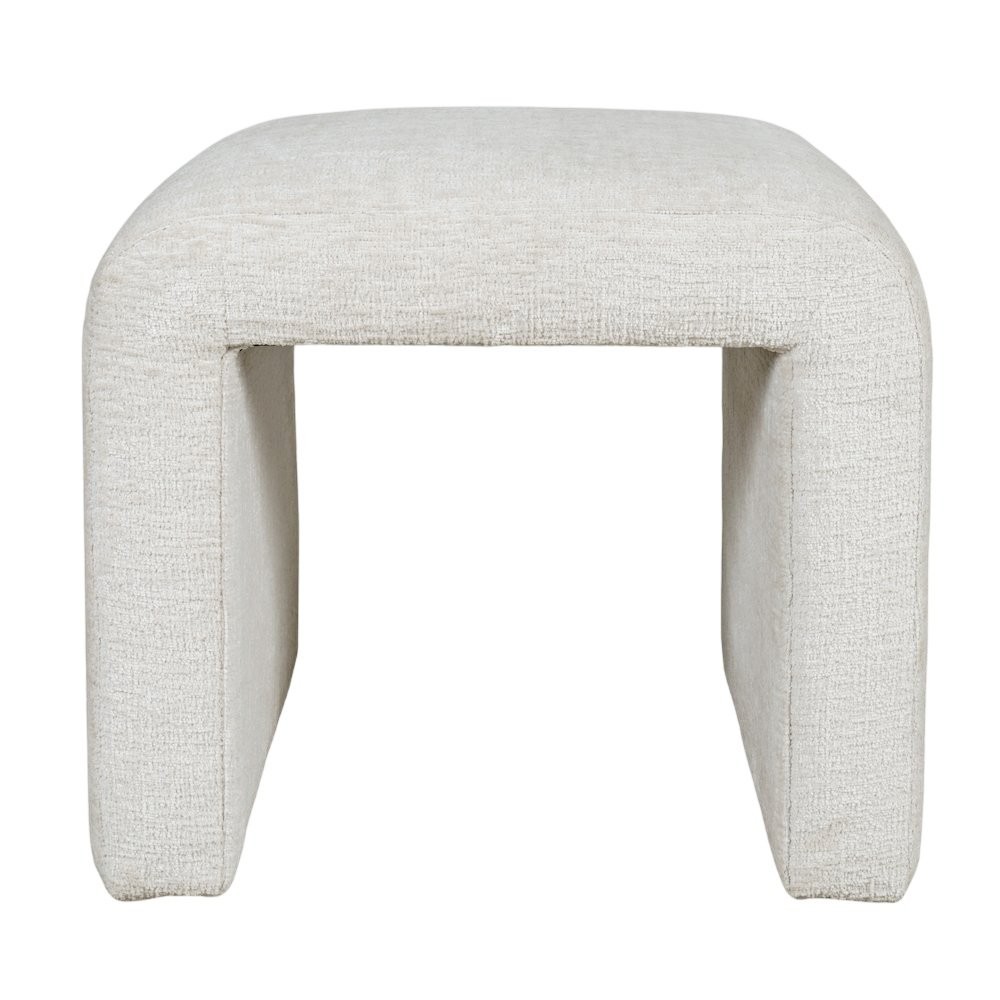 Modern Curved Upholstered Waterfall Jacquard Petite Ottoman Bench - Set of 2