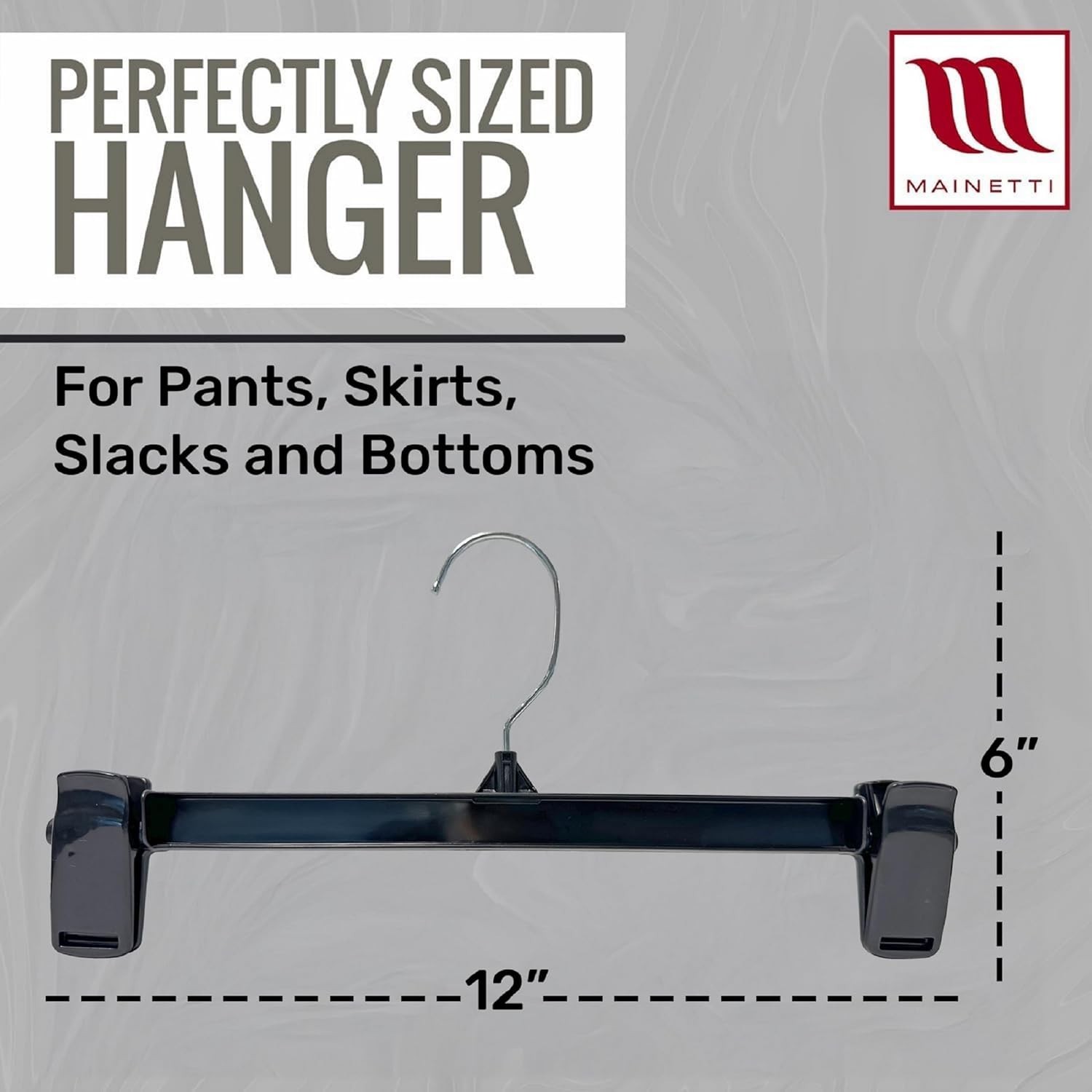 Plastic Hangers Recycled Black 100 Pack Slim Pants Skirt Slacks Bottoms 12 Inch