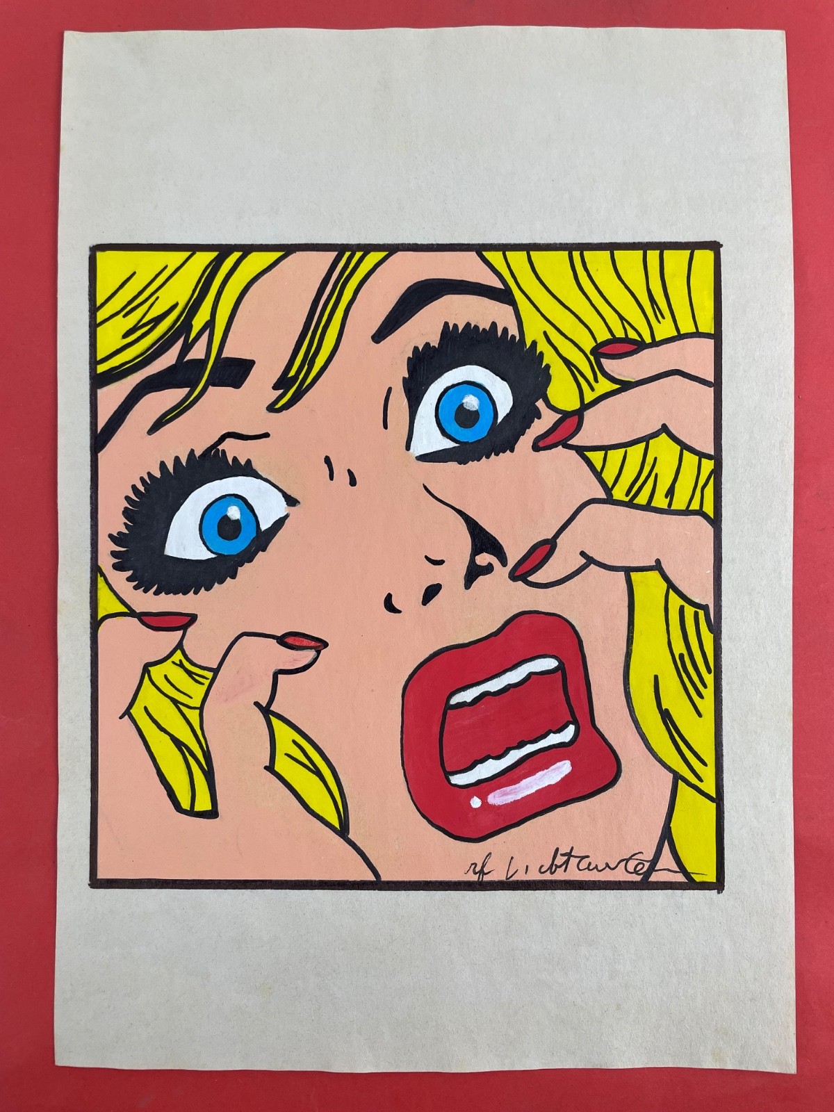 Roy Lichtenstein (Handmade) Drawing On Old Paper signed and stamped