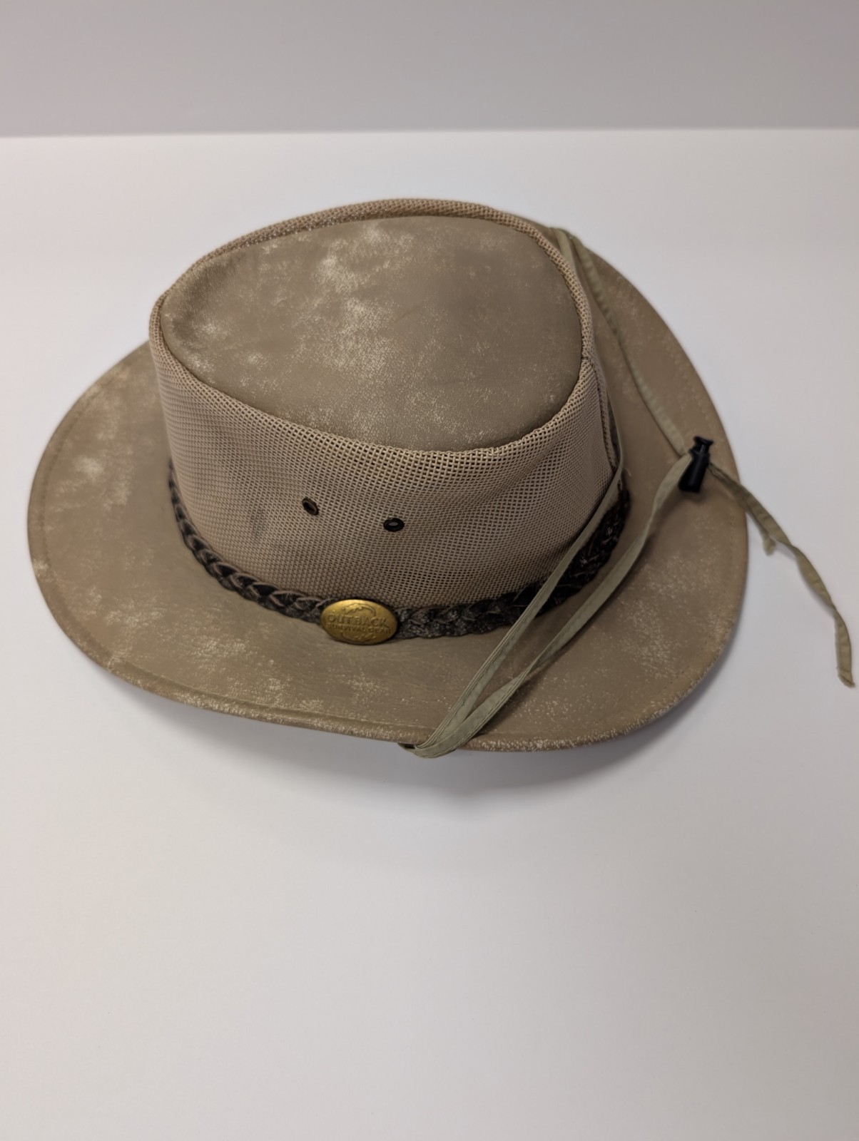 Outback Survival Gear Beige Wide Brim Hat Suede Mesh Outdoor Sun Protection