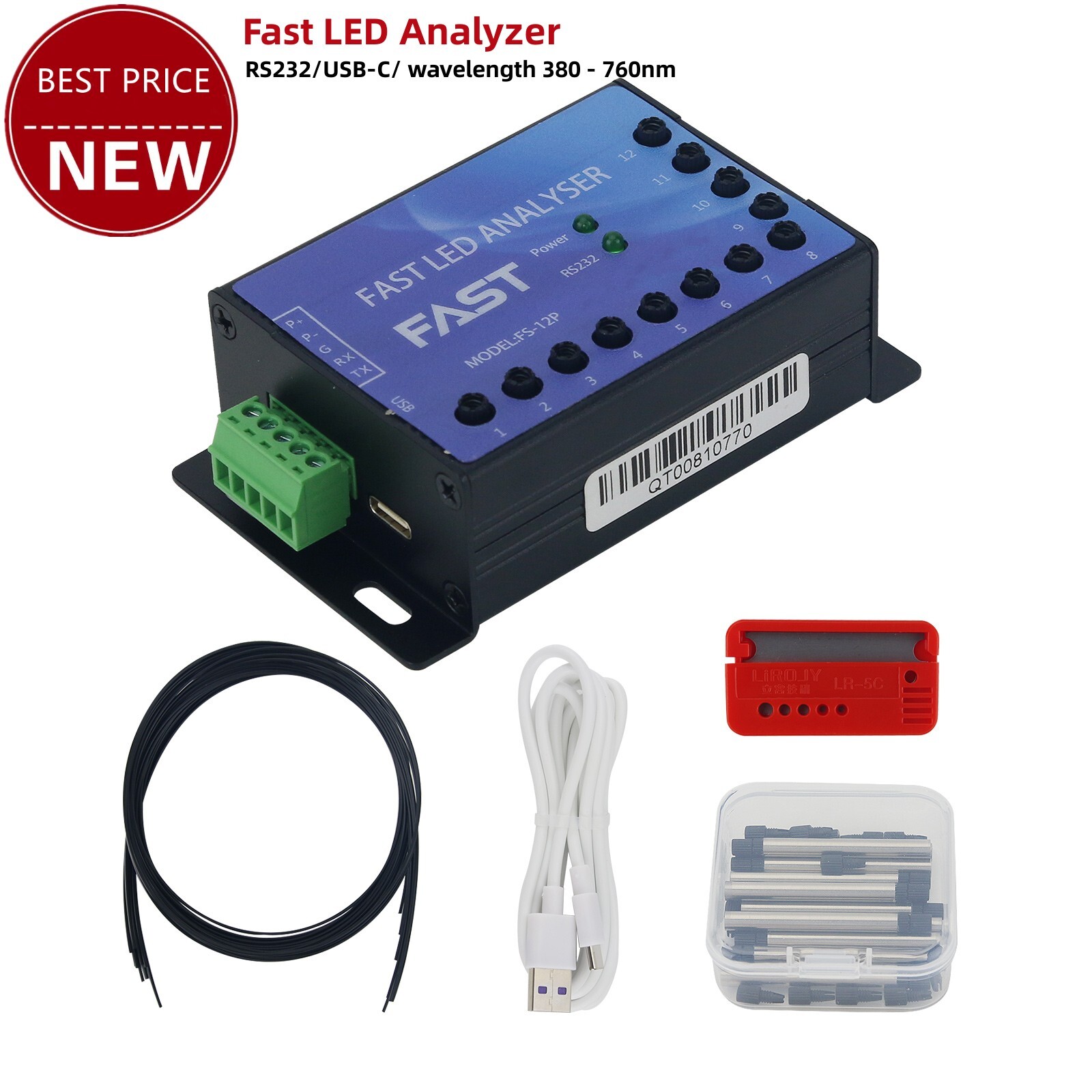 12CH Calibration LED Analyzer HSI/RGB/XY Chroma/Wavelength LED Tester FS-12P