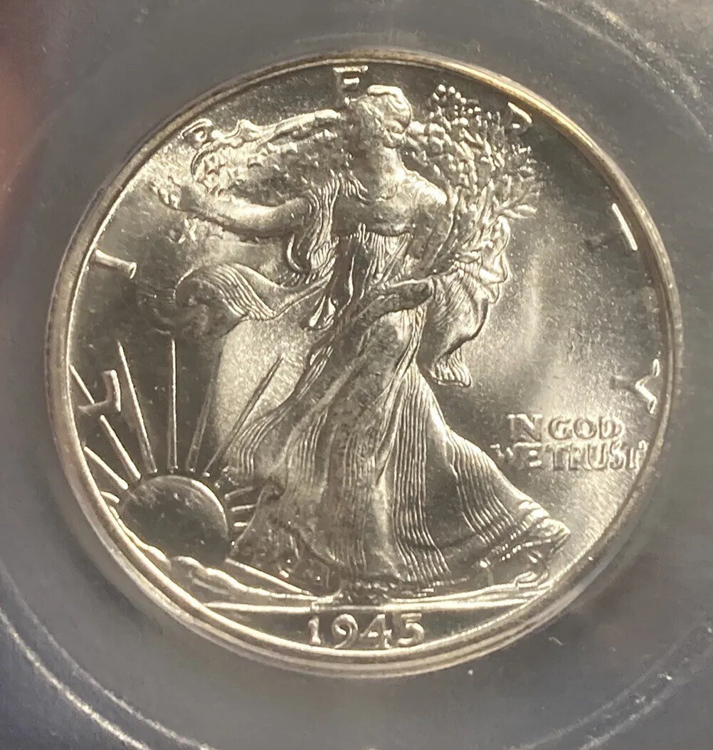 1945 D 50C Walking Liberty Half Dollar MS+++++++++ BU UNC Problem Free