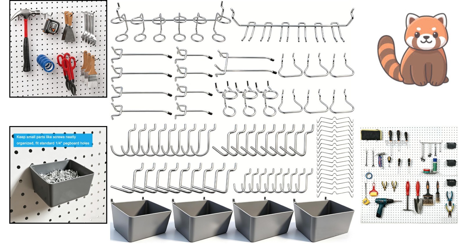 Versatile 80-Piece Pegboard Hooks with Bins for Efficient Workspace Organization