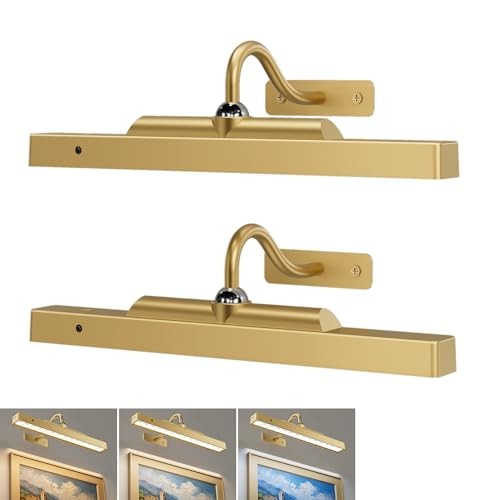 Wireless Picture Lights 1'' Pack 4400mAh Battery 12 Inch 2 Antique Gold