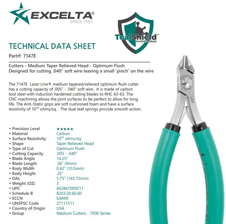 EXCELTA 7147E CUTTERS LAZER LINE MED TAPER NEW OLD STOCK AS IS