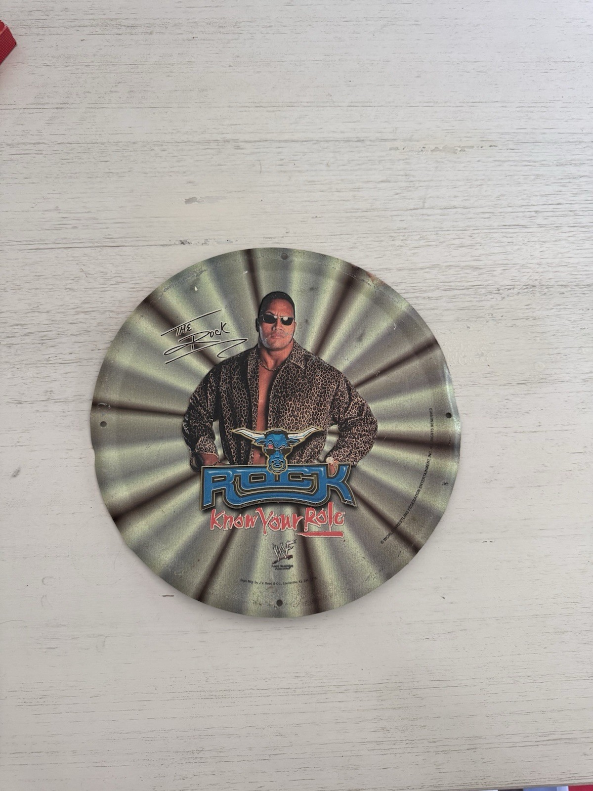 VINTAGE WWF WWE THE ROCK J.V. REED LOUISVILLE KY WRESTLING SIGN Attitude Era
