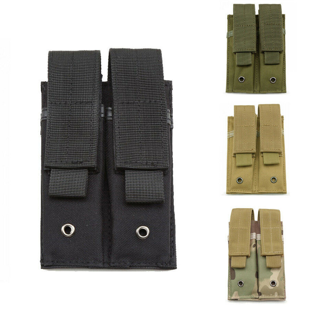 Tactical Molle Pistol Pouch Double Magazine Pouch Holder Airsoft Gun Mag Bag