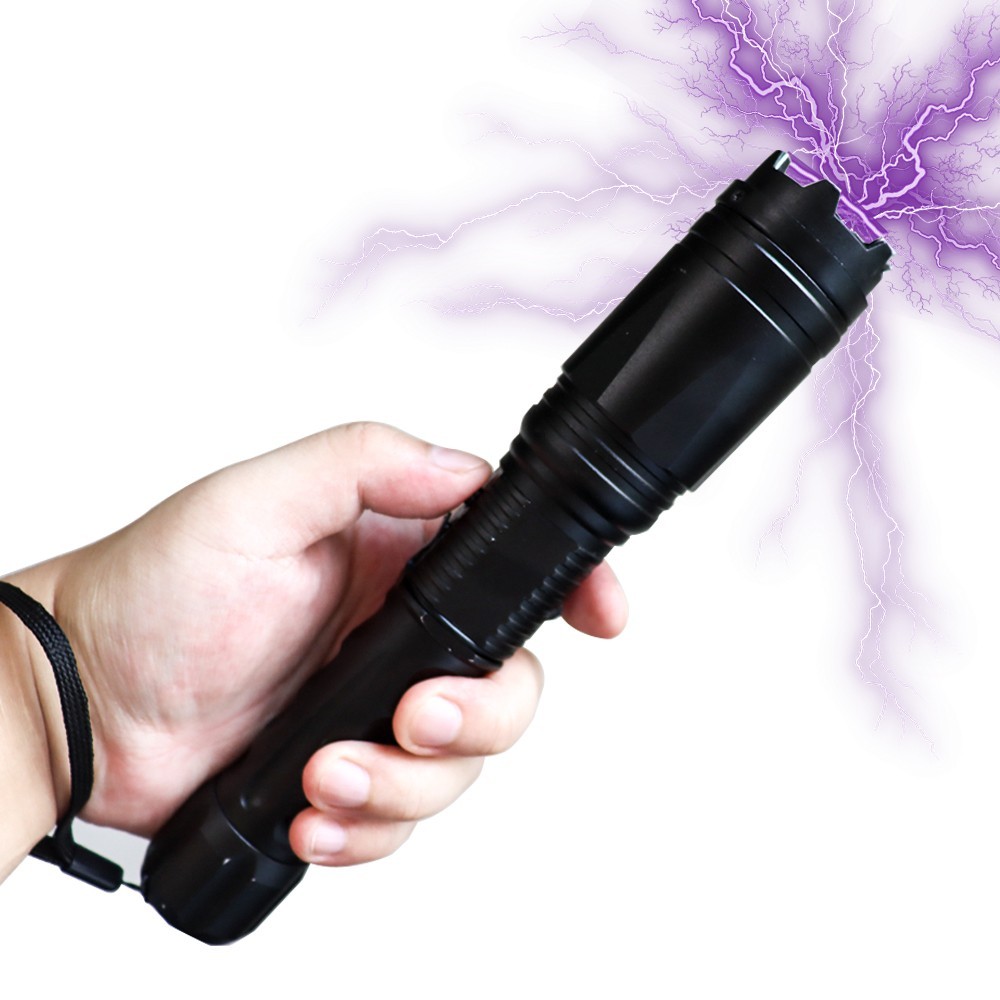 Stun Gun BLACK 500 BV Metal Rechargeable LED Flashlight With window breaker
