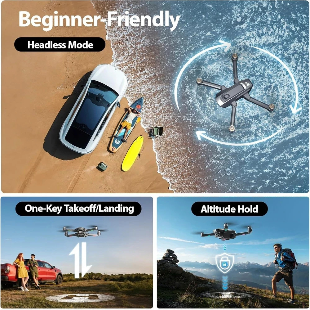 Drones with Camera for Adults 4K, WF33 GPS Foldable FPV Drone 4.5" Gray